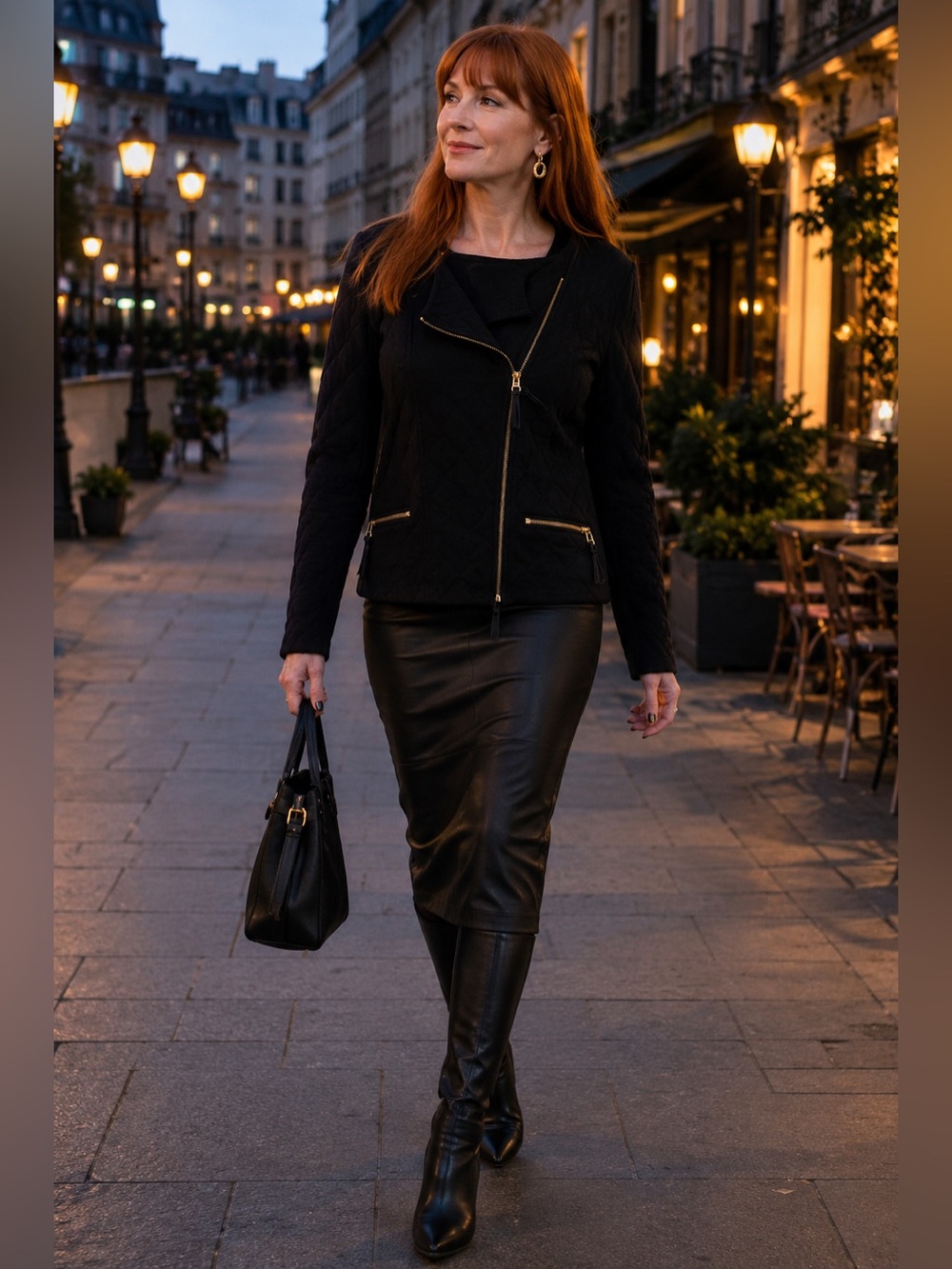 Chic Chanel vibes - Black Quilted Zip knit Jacket with Gold Hardware